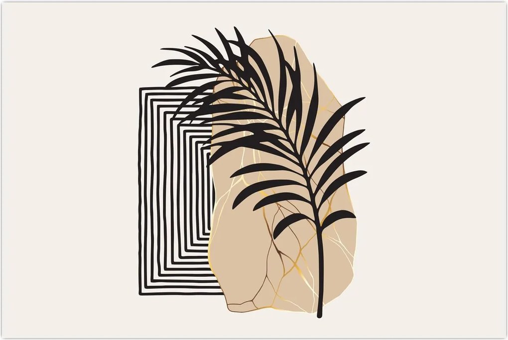 Tablou - Abstracție cu frunze tropicale N⁰3 (90x60 cm)