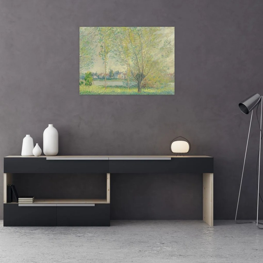 Tablou pe sticlă - Claude Monet, The Willows, reproducere (70x50 cm)