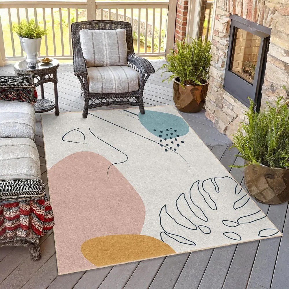Covor crem lavabil 80x150 cm Abstract Shapes – Mila Home