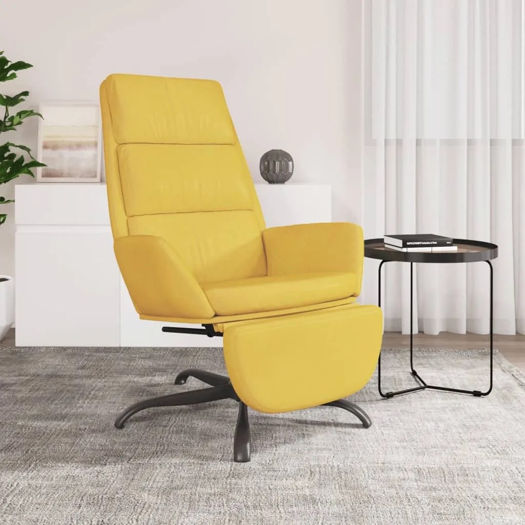 3097915 vidaXL Scaun de relaxare cu taburet, galben muștar, catifea
