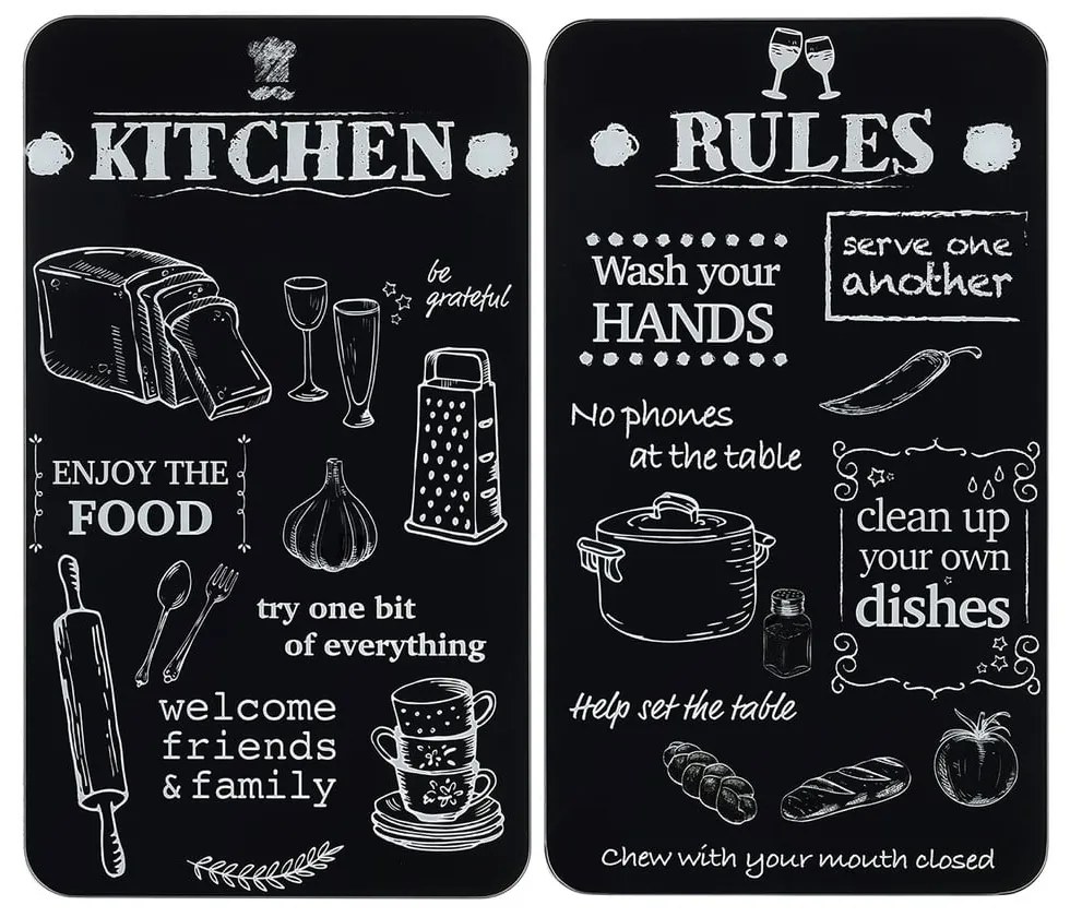 Protecții de aragaz 2 buc. din sticlă temperată 52x30 cm Kitchen Rules – Maximex