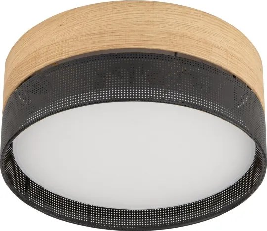 Plafonieră NICOL 4xE27/15W/230V Ø 50 cm furnir/negru