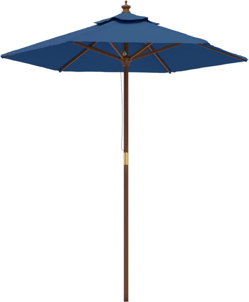 vidaXL Umbrelă de soare de grădină stâlp din lemn, albastru 196x231 cm