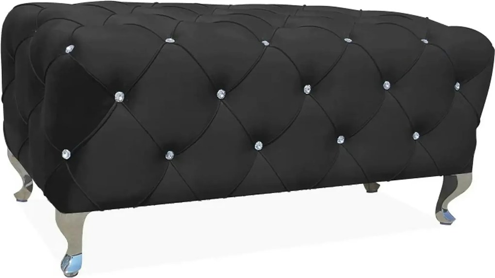 Taburet HESTIA, stofa catifelata negru - Bluvel 19, 100x50x46 cm