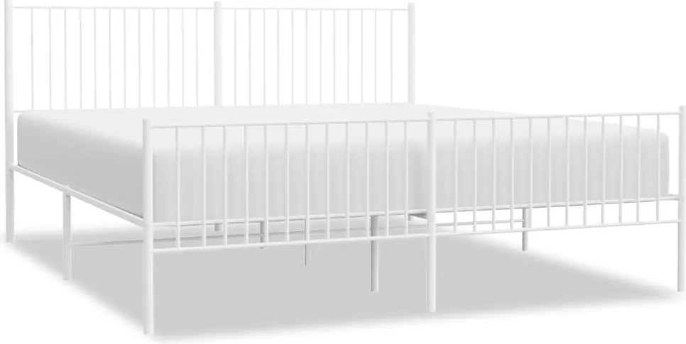 vidaXL Cadru de pat metalic cu tăblie de cap/picioare, alb, 193x203 cm