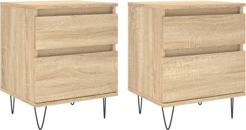 vidaXL Noptiere, 2 buc., stejar sonoma, 40x35x50 cm, lemn compozit