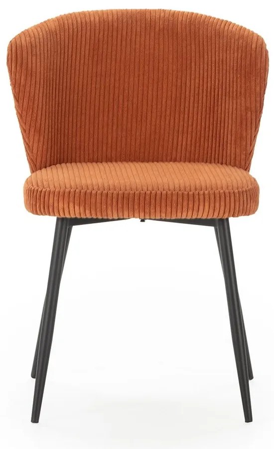 Scaune de dining portocalii 4 buc. din catifea reiată Megan – Marckeric