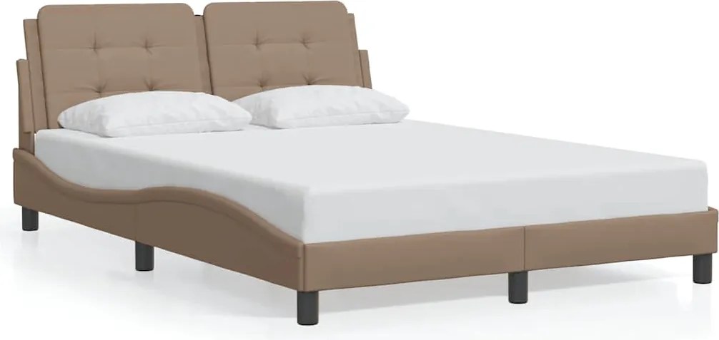 vidaXL Cadru de pat fără saltea, Zadar, cappuccino, 140x200 cm, piele ecologică
