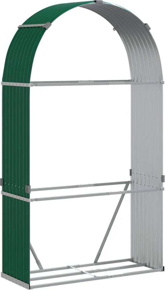 vidaXL Suport pentru bușteni, verde, 120x45x210 cm, oțel galvanizat
