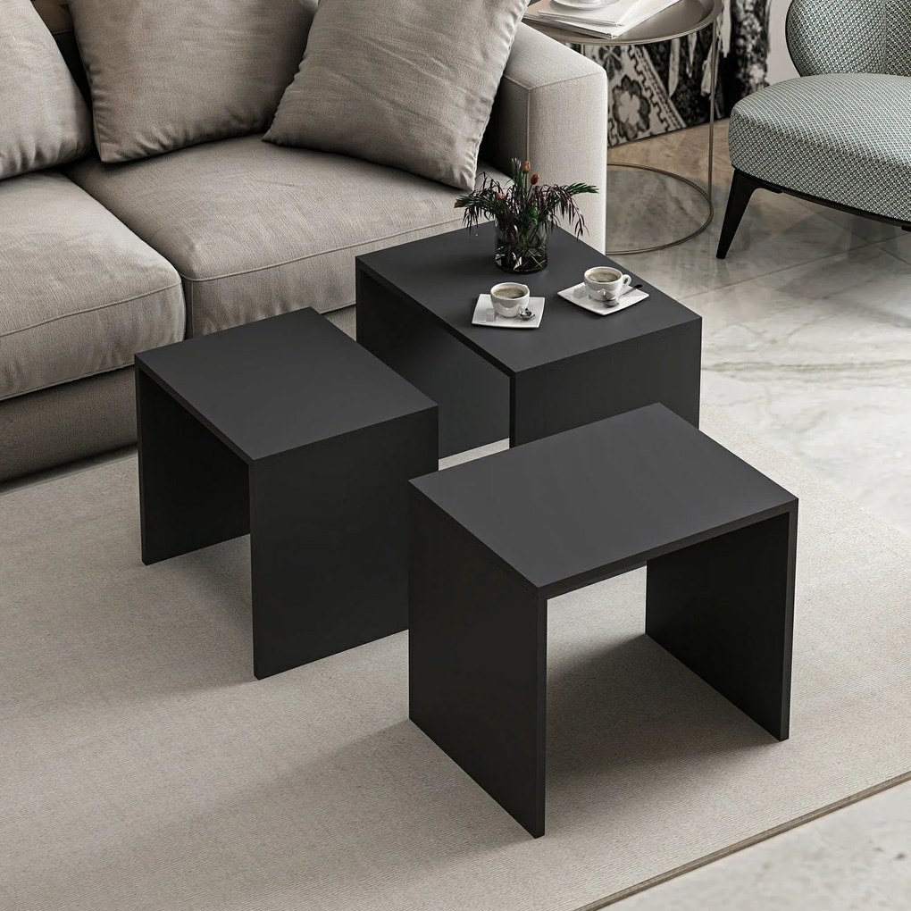 Masuta de cafea set (3 bucăți) Alya - Anthracite