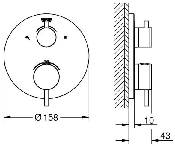 Baterie dus incastrata Grohe Atrio termostatata crom