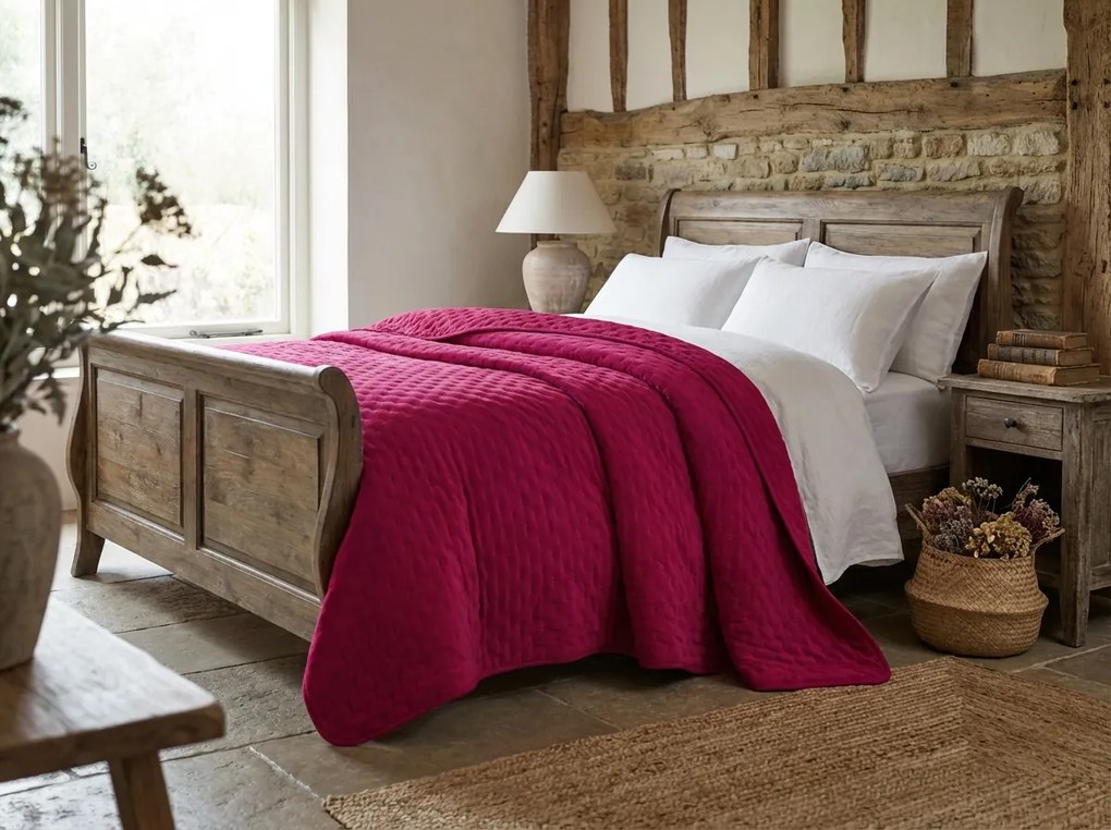 Patura de pat din catifea ASTRALIA, roz inchis Dimensiune: 170 x 210 cm