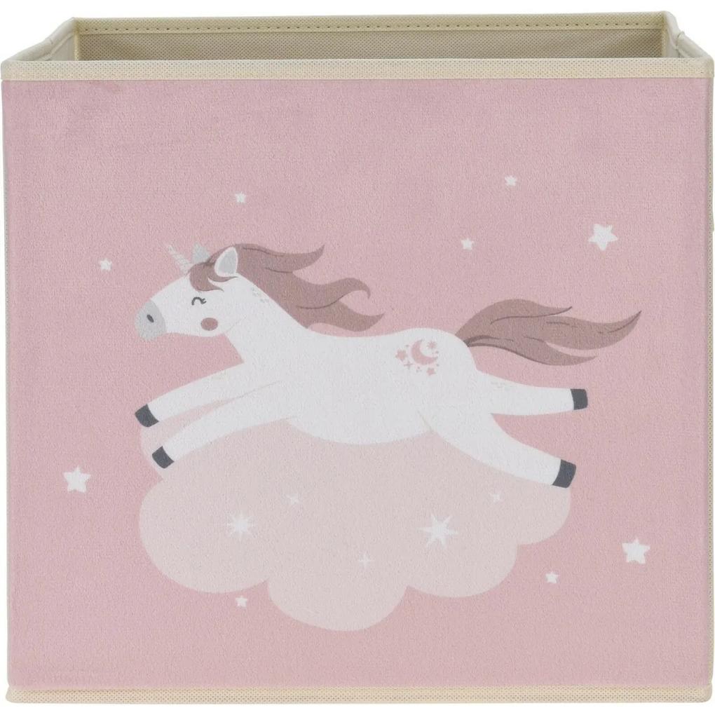 Cutie textilă pentru copii Unicorn dream roz, 32 x 32 x 30 cm
