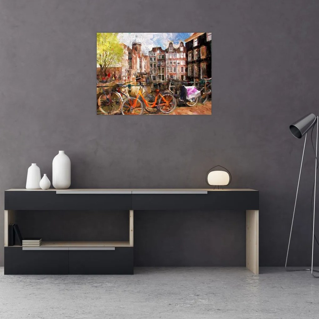 Tablou pe sticlă - Amsterdam, pictură (70x50 cm)