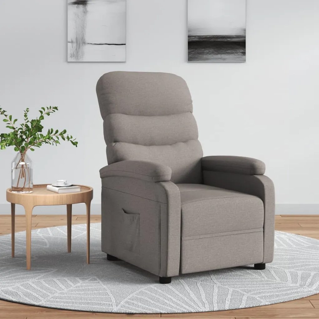 vidaXL Fotoliu rabatabil, gri taupe, material textil