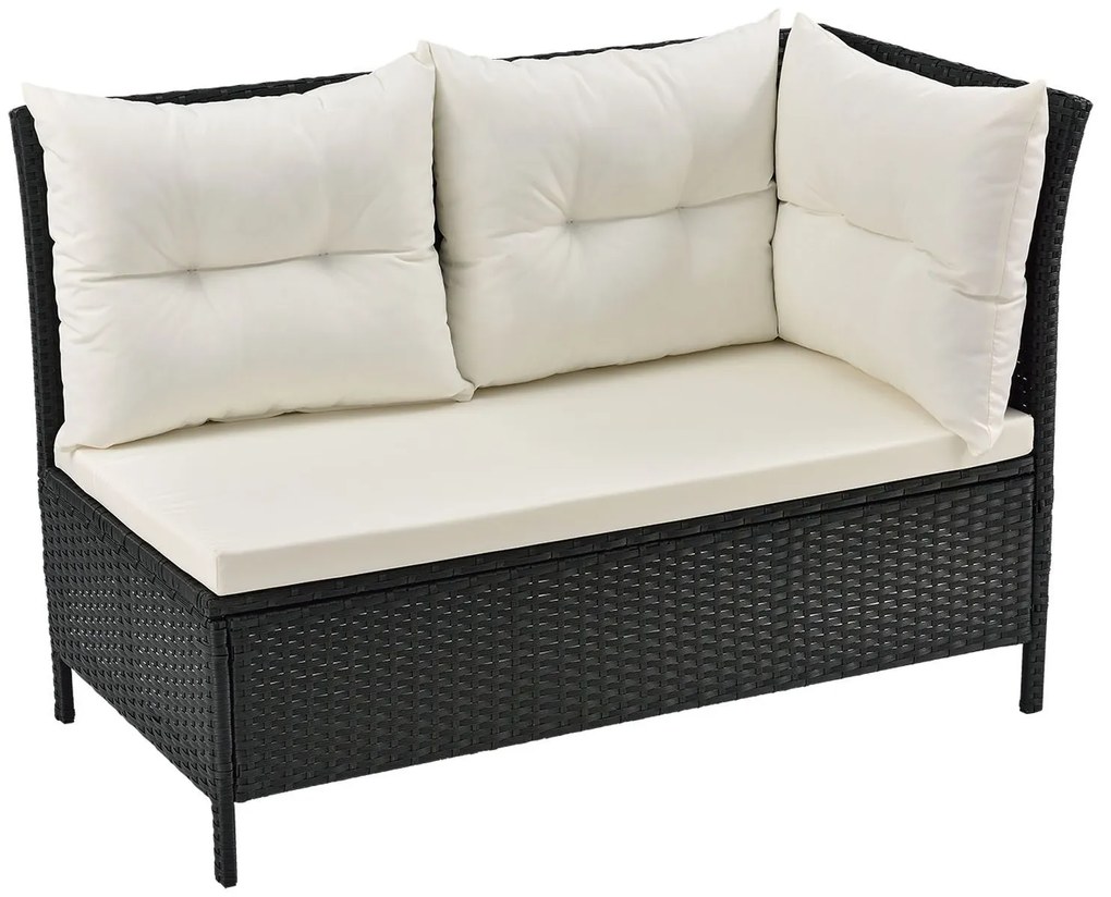 Jusky Set ratan de gradina Manacor - perne negre, albe