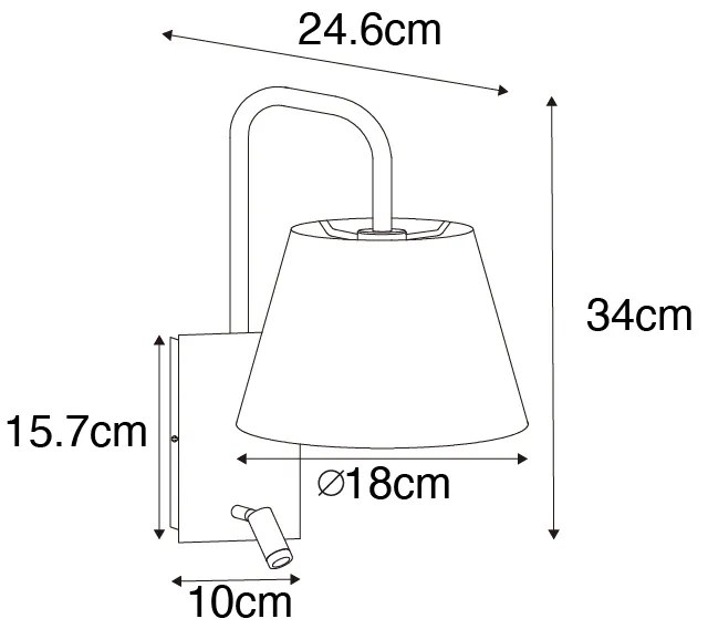 Lampă de perete modernă albă și bronz cu lampă de citit - Renier