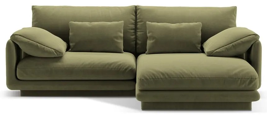 Colțar verde deschis cu tapițerie din catifea (cu colț pe partea dreaptă/cu șezlong) Torino – Micadoni