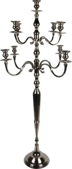 Sfeșnic de podea din aluminiu, argintiu, cu 9 brațe, 182 x 80 cm, „Opéra”