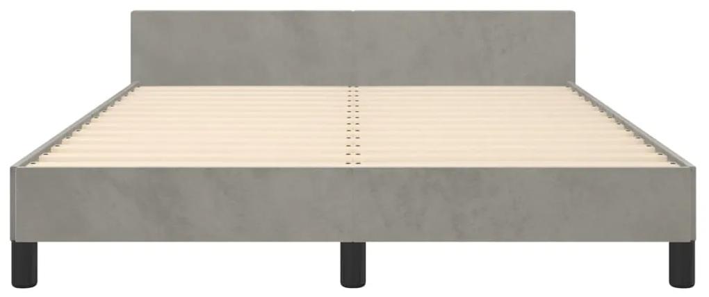 Cadru de pat cu tablie, gri deschis, 140x200 cm, catifea Gri deschis, 140 x 200 cm, Nasturi de tapiterie