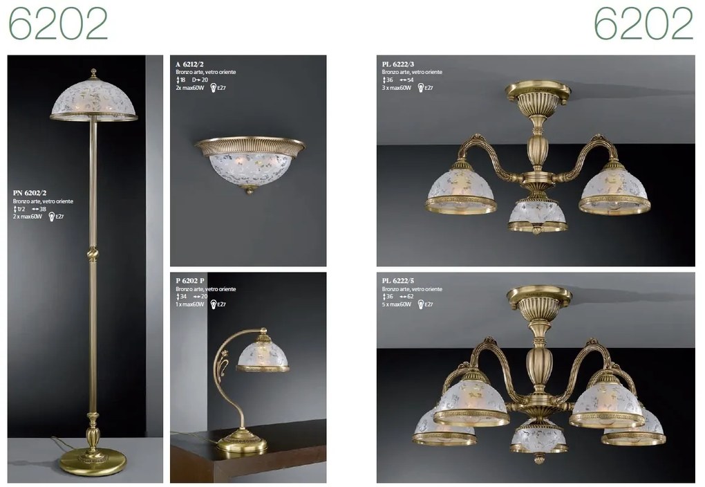 Candelabru design clasic din alama si sticla 6202