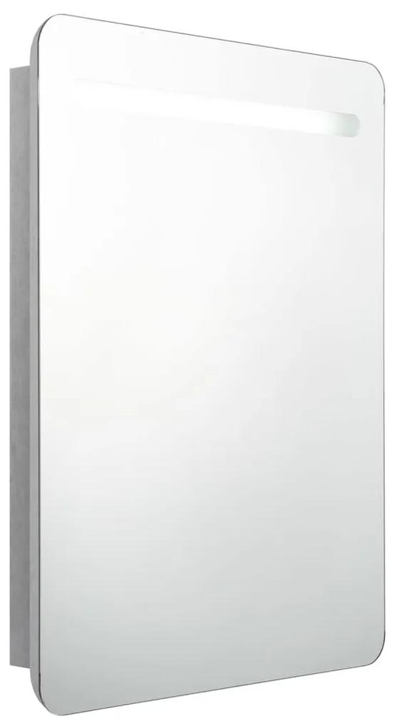326502 vidaXL Dulap de baie cu oglindă și LED-uri, gri beton, 60x11x80 cm