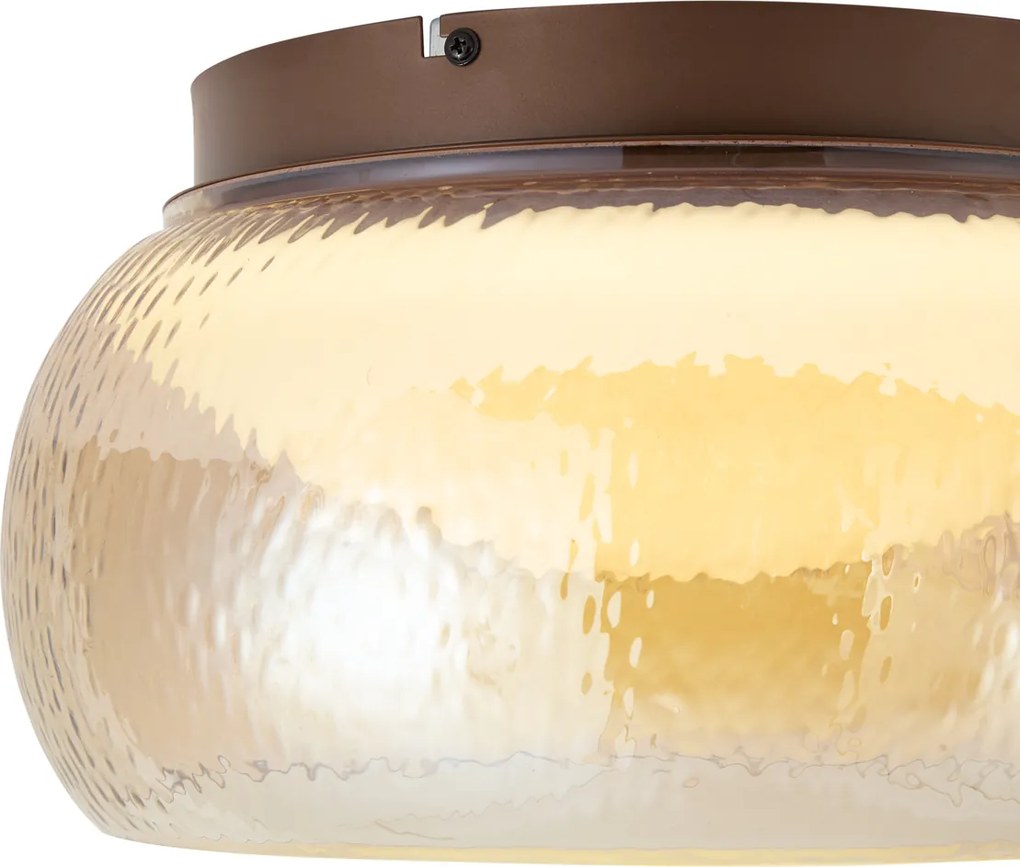 Plafonieră Art Deco maro cu sticlă chihlimbarie, cu LED reglabil în 3 trepte - Thimble