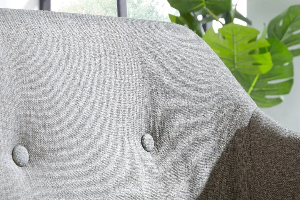 Bancheta tapitata cu brate si picioare din lemn Scandinavia, gri deschis A-37925 VC