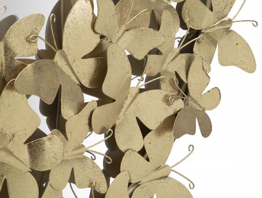 Oglinda decorativa aurie cu rama din metal, 59x89,5x3 cm, Butterflies Mauro Ferretti