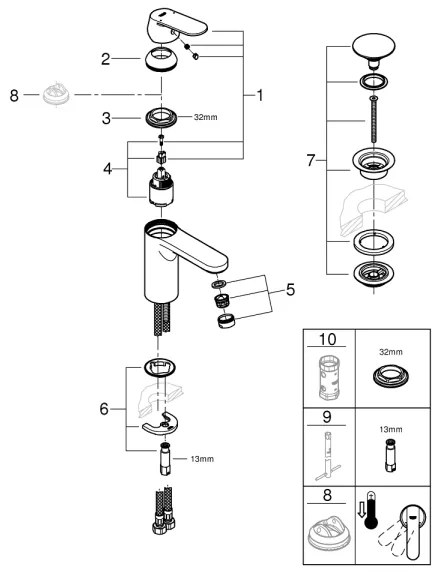 GROHE 23926000 - Baterie pentru lavoar DN 15, mărime M, crom lucios