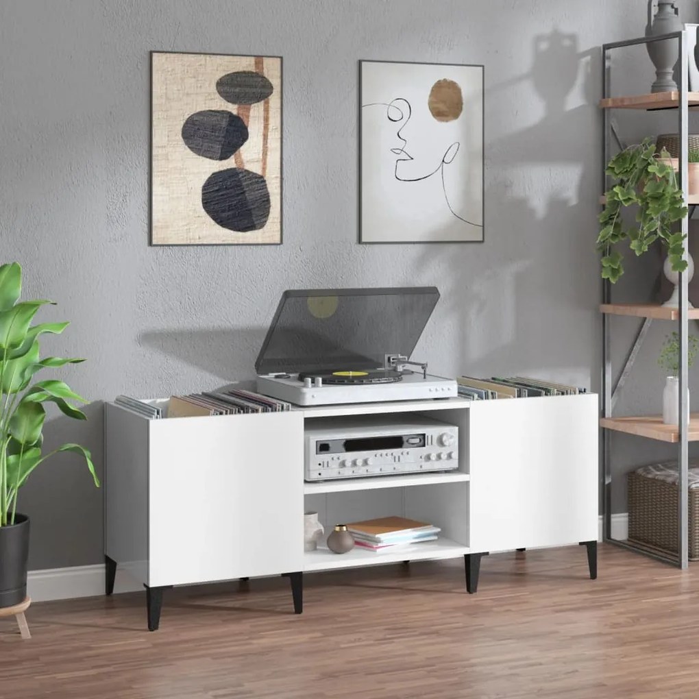 vidaXL Dulapuri pentru discuri alb lucios 121x38x48 cm, lemn prelucrat