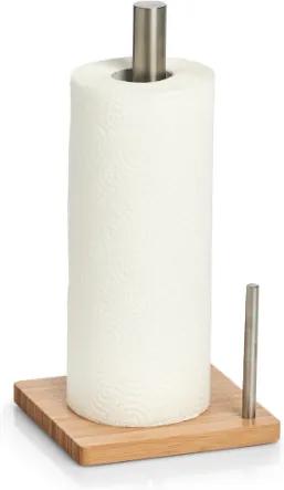 Suport prosop de hartie din inox si bambus 16x16x32,5 cm, Zeller