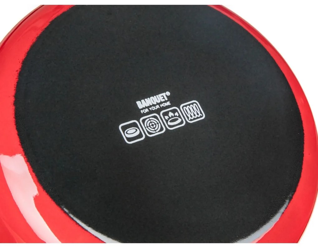 Oală emailată cu capac Banquet Milton roșu , 16cm, 2 l, 16 cm