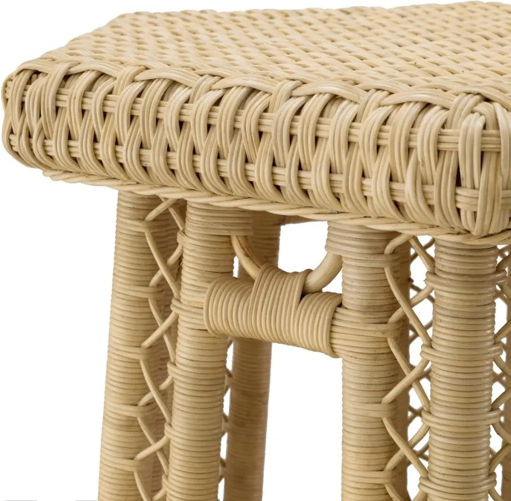 Masuta auxiliara din ratan natural design LUX Saba Hexagon
