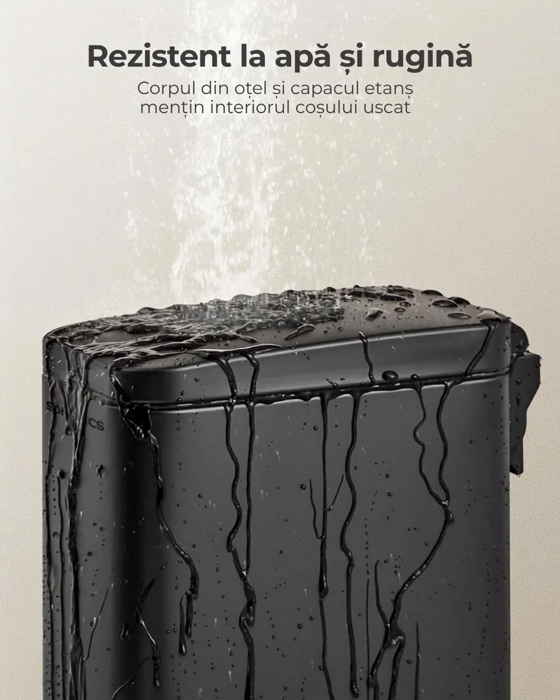 Coș de gunoi pentru baie NORD, 5 l, negru SongmicsHome