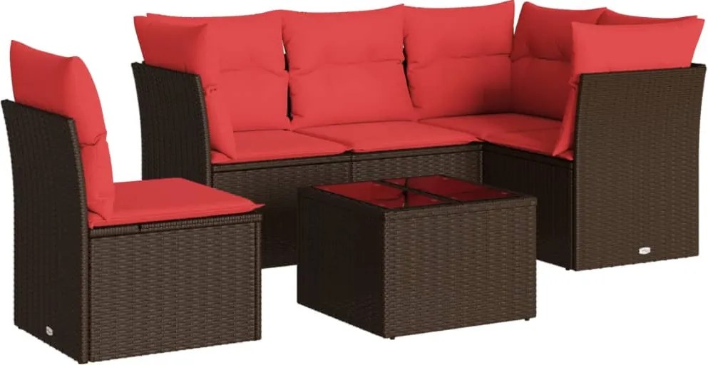 vidaXL Set canapele de grădină cu perne, 6 piese, maro, poliratan