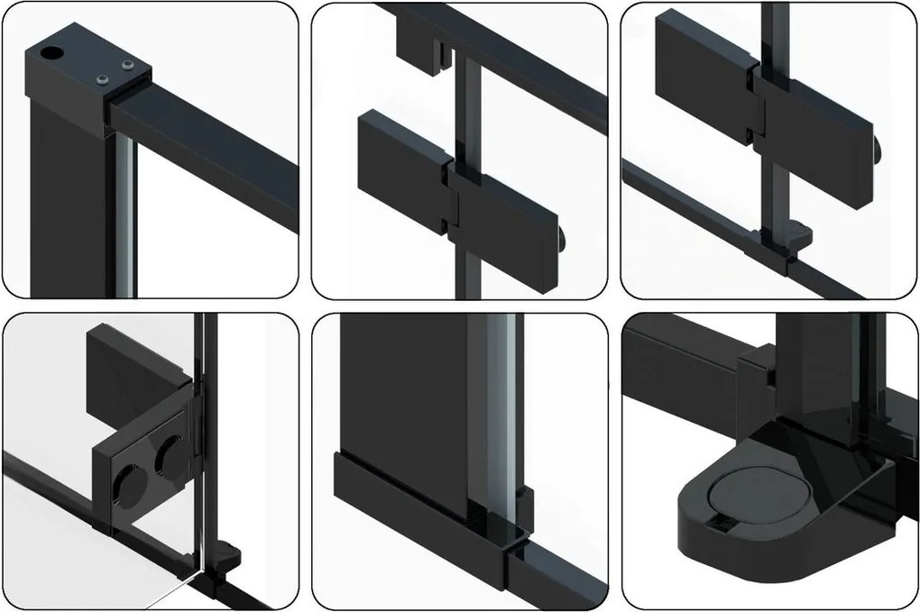 Cabina de dus Fargo cu cadita neagra 100x80 negru mat