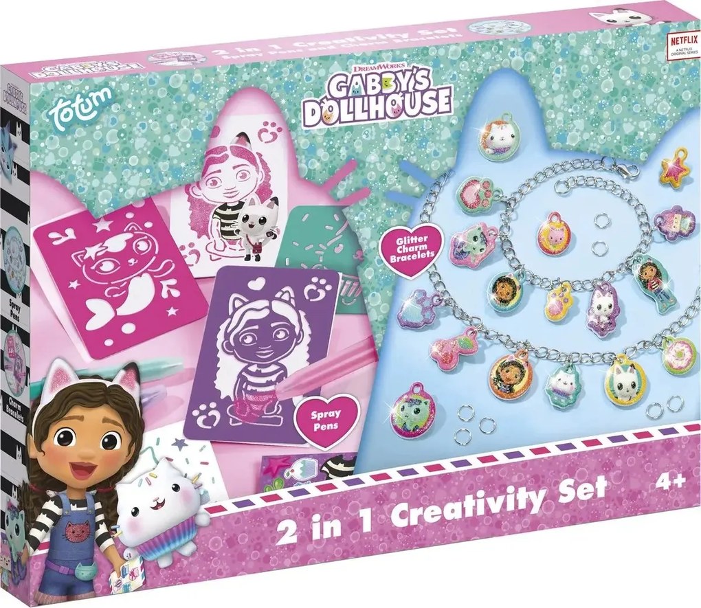 SET 2 IN 1 GABBY'S DOLLHOUSE -  BRATARI CU PANDANTIVE & CARIOCI DE SUFLAT - TOTUM (TT420397)