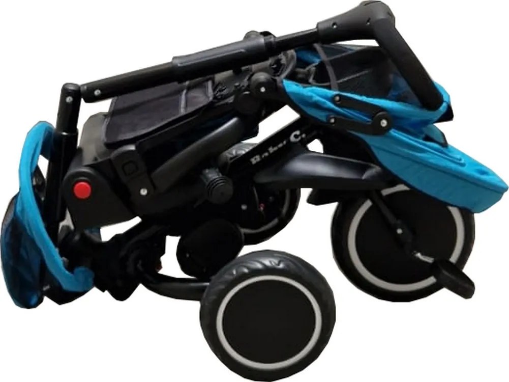 Tricicleta pliabila cu copertina Baby Care™ Folding Trike, Roti din spuma cauciucata EVA, Pedale si maner pentru parinti, Scaun reversibil cu rotire