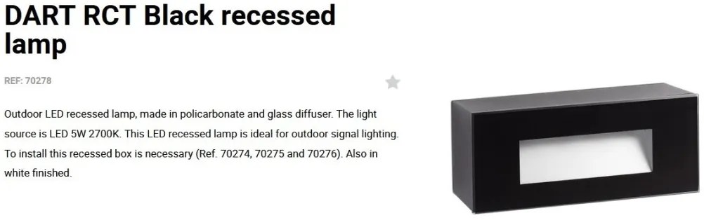 Spot LED incastrabil de exterior IP65 iluminat ambiental DART RCT negru
