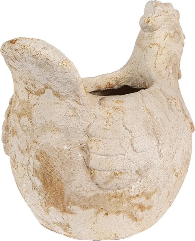 Ghiveci decorativ găină, din ceramică, bej, 31x20x27 cm