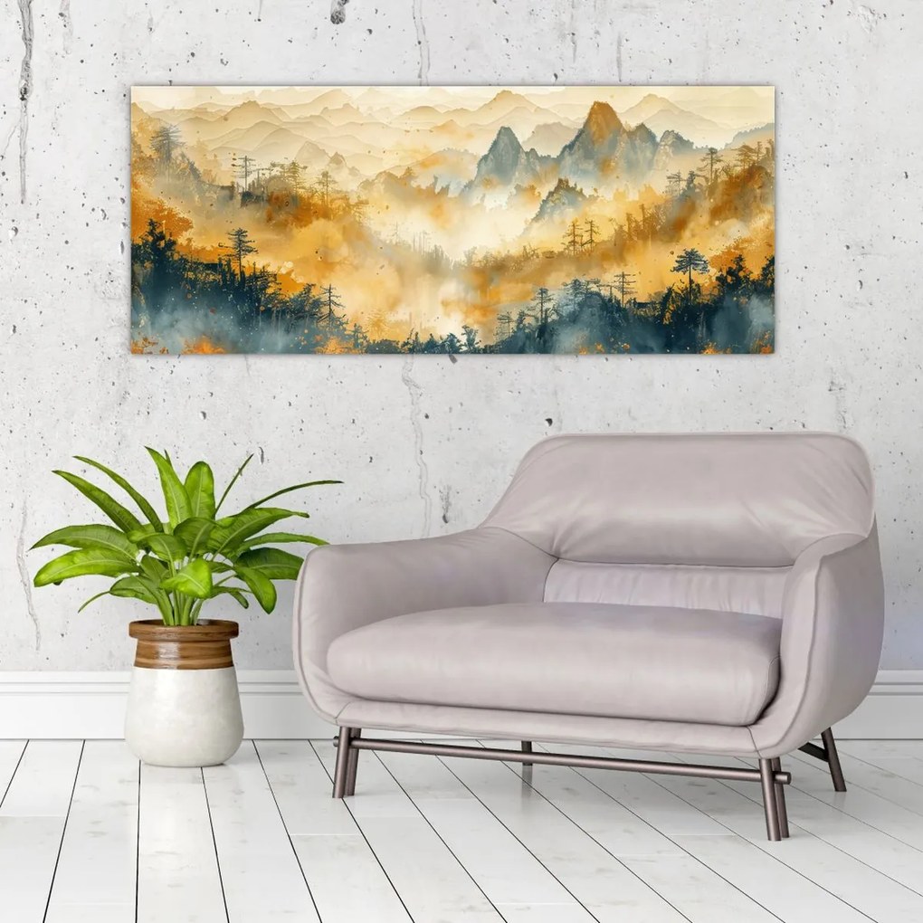 Tablou - Munți, acuarelă (120x50 cm)