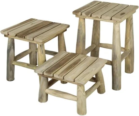 Set 3 scaune din lemn de tec HSM collection Squares