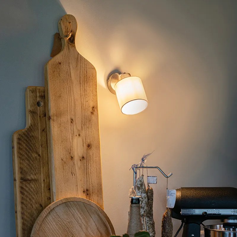 Aplică modernă din oțel cu abajur alb reglabil - Hetta