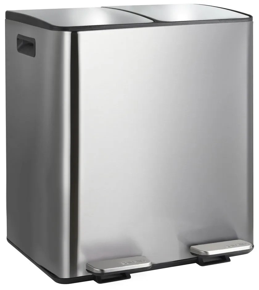 Coș de gunoi argintiu mat pentru reciclare/cu pedală 2x20 l din oțel Aliya – Spirella