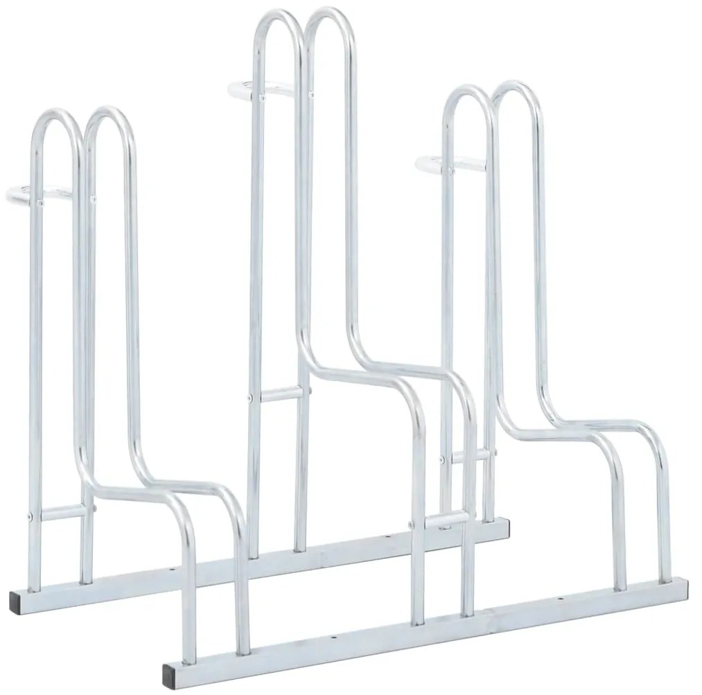 vidaXL Suport de sine stătător pentru 3 biciclete, oțel galvanizat