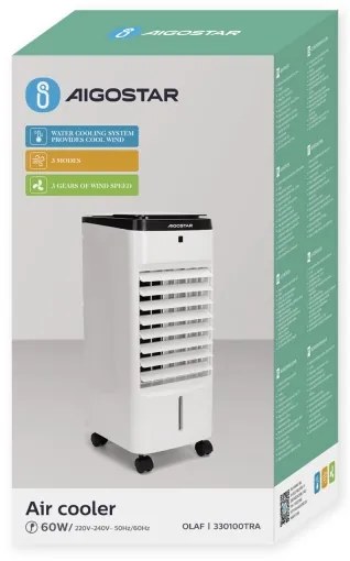 Răcitor de aer Aigostar 60W/230V alb/negru + telecomandă