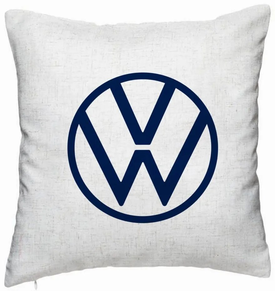 Perna Decorativa, Model Volkswagen, 40x40 cm, Alb Murdar, Husa Detasabila, Burduf