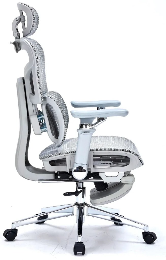 Scaun ergonomic premium DeluxStar T9 – cotiere 6D ultra moi, suport lombar adaptiv, spătar reglabil pe inaltime, tetiera 4D, mecanism multifunctional inclinare/blocare, pivotant, Mesh, Gri