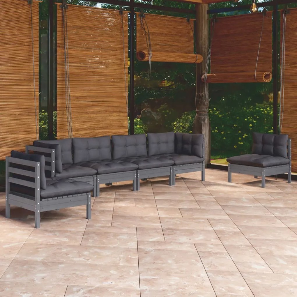 vidaXL Set mobilier de grădină cu perne, 6 piese, lemn masiv de pin